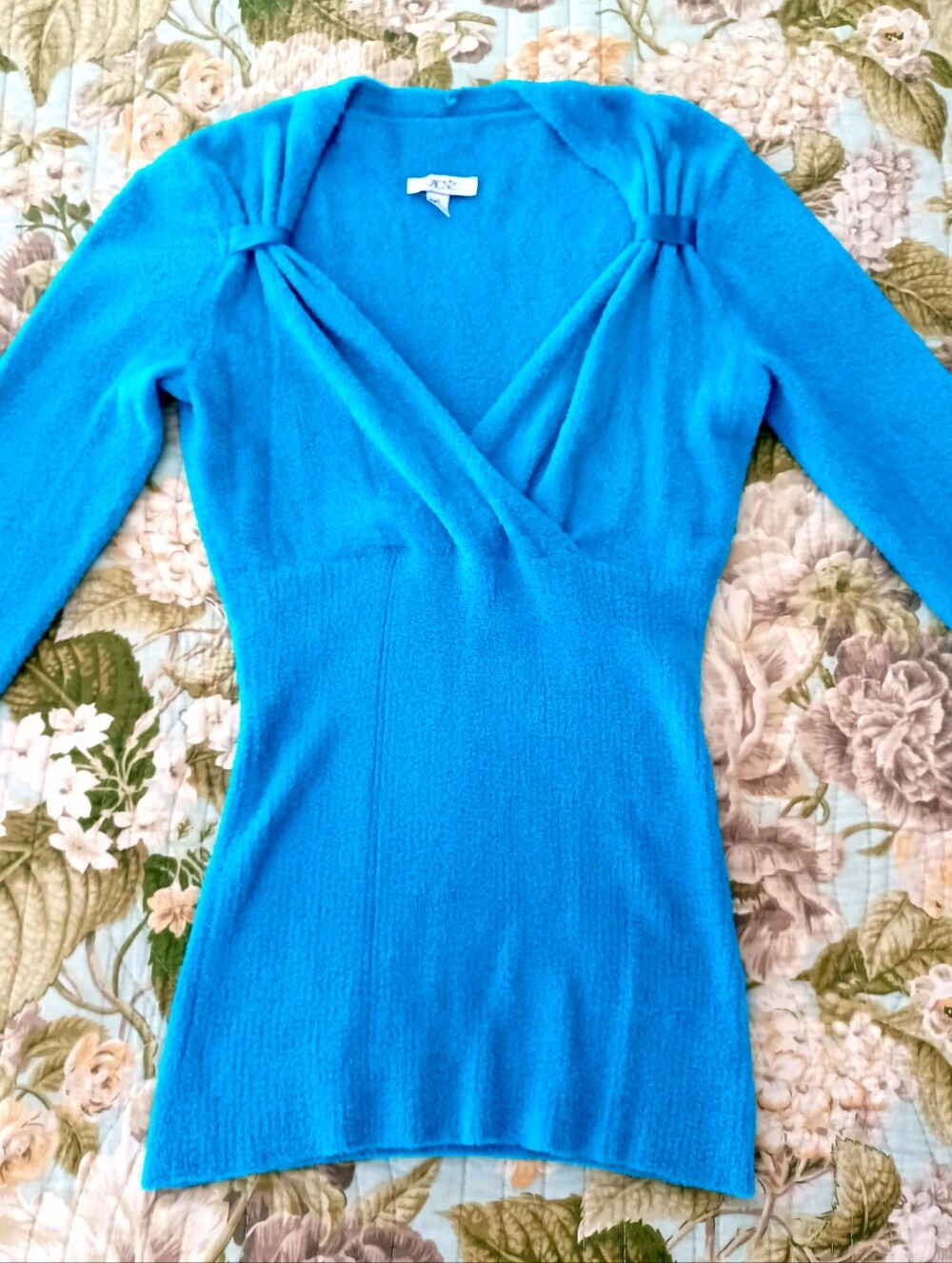 Cache Knit Wrap Sweater, Size S - Picture 3 of 13